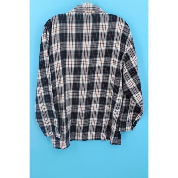 PENDLETON MENS L WHITE NAVY FLANNEL PLAID PAJAMA TOP SHIRT - Picture 4 of 6